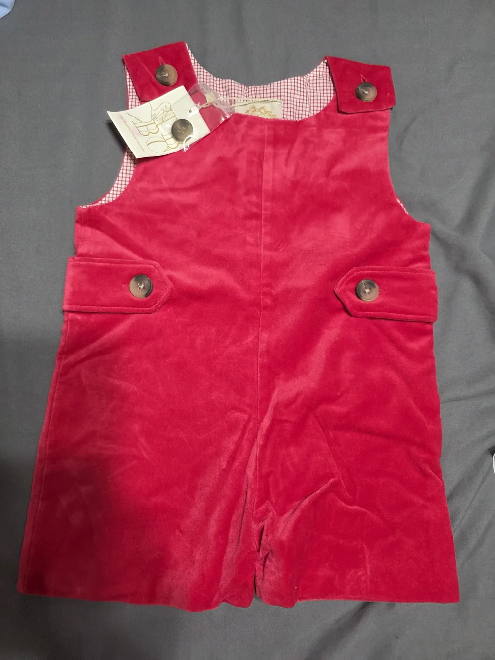 The Beaufort Bonnet Company Bright Pink Velvet Overall Romper